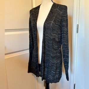Dark grey long open cardigan